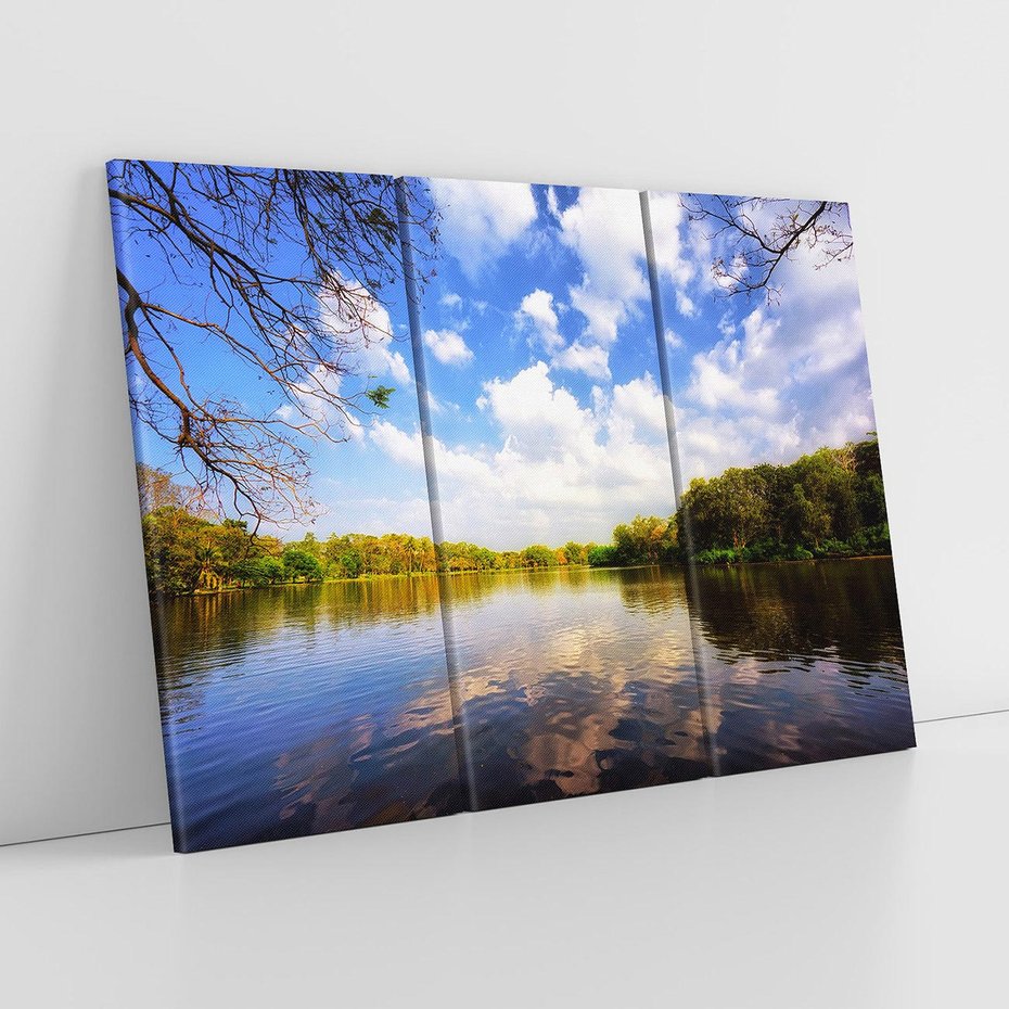 Obraz na płótnie 120x80 - Jezioro: Ukojenie wśród drzew - jezioro, las