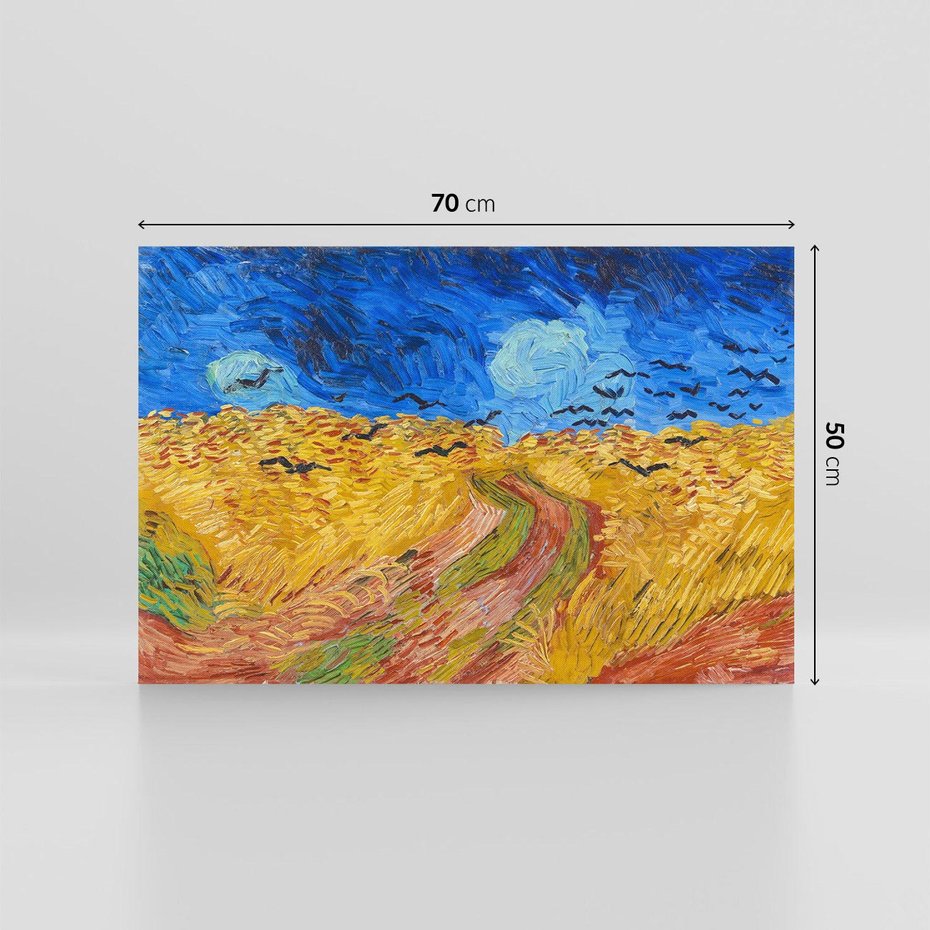 Obraz na płótnie 70x50 - "Wheatfield with Crows" (1890) Vincent van Gogh - Reprodukcja - reprodukcja, obraz na płótnie