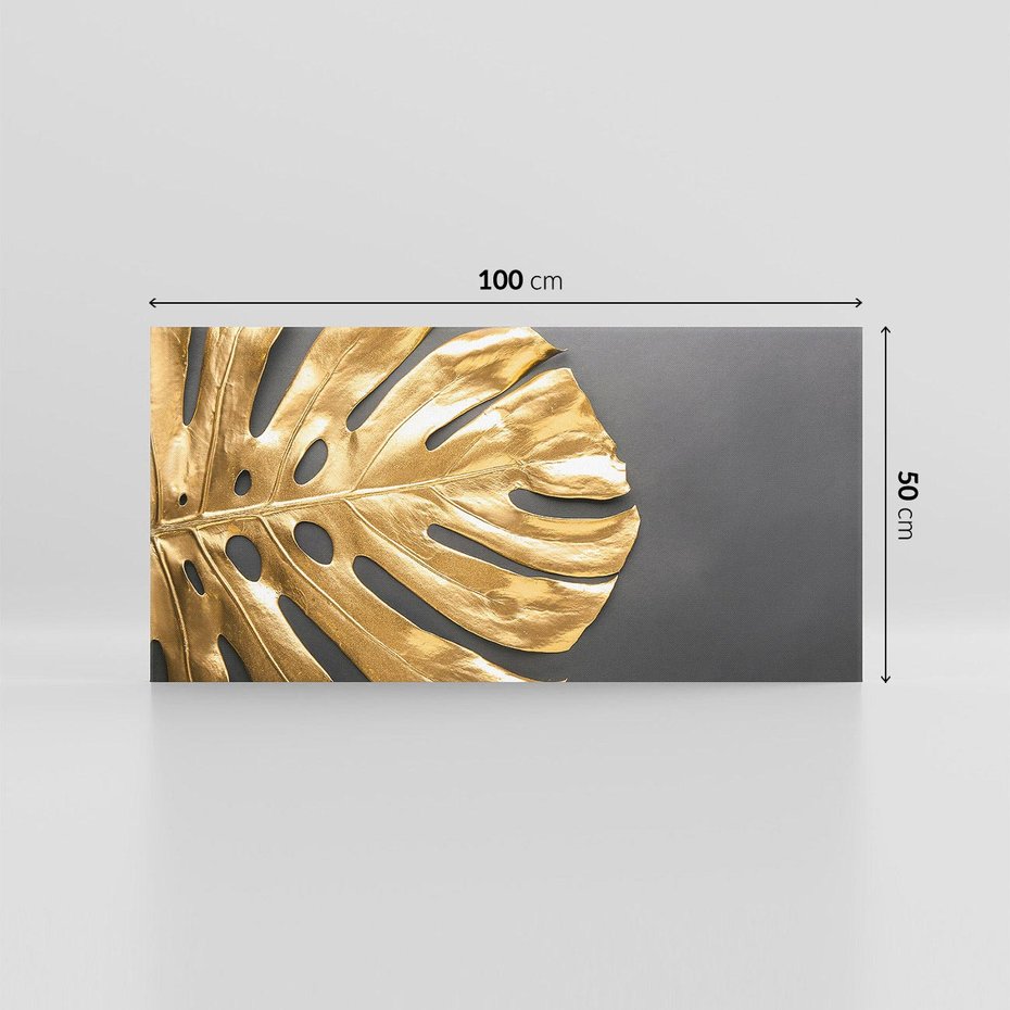 Obraz na płótnie 100x50 - Złoty Liść Monstera - złoty, liść