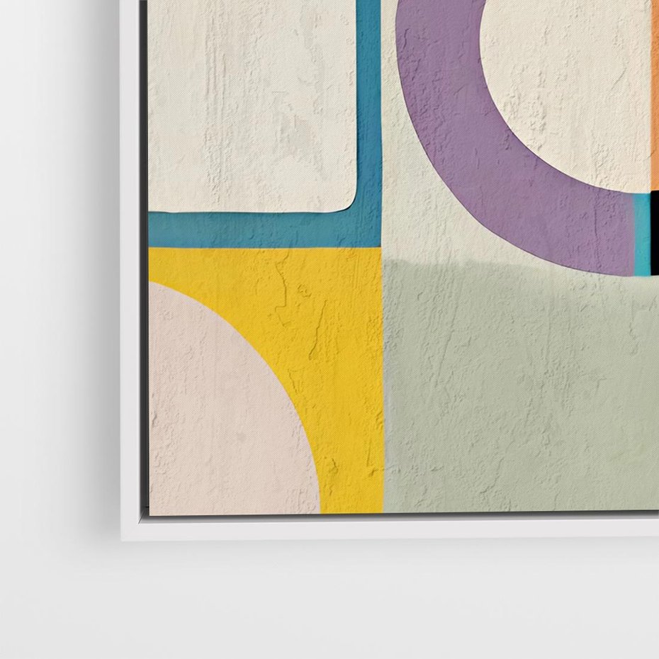 Obraz w ramie 80x80 - Taniec Kształtów Emocji - abstrakcyjne geometryczne kształty, olejny obraz - rama biała