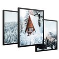 Zestaw obrazy w ramie 30x40 galeria - Zima, górski, domek, śnieg - rama czarna