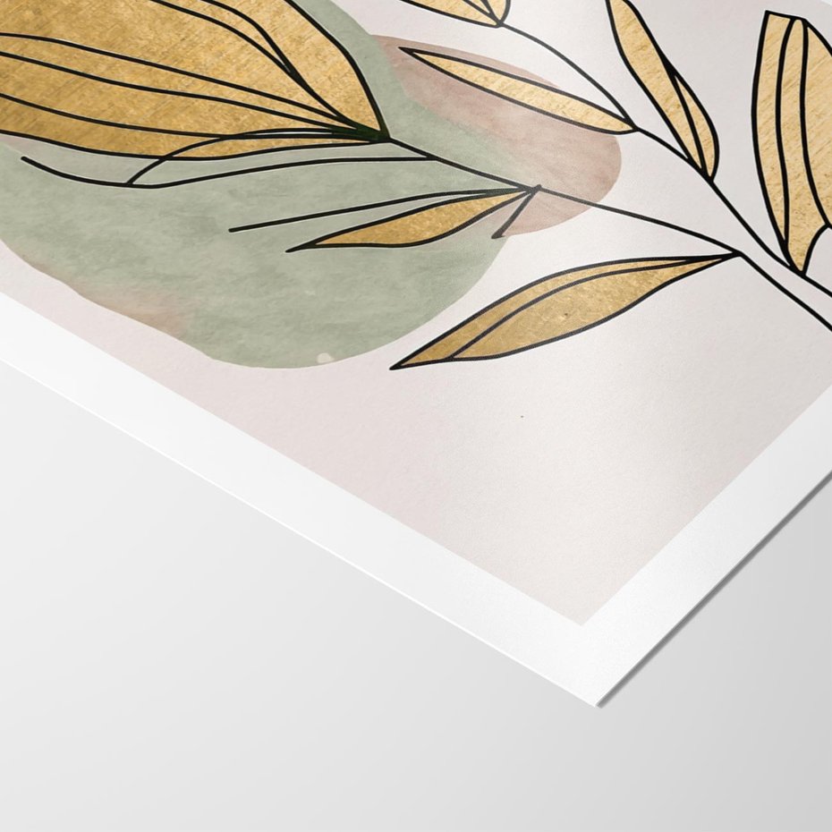 Plakat bez ramy 21x30 - Rozkwitające Wnętrza Światła - abstrakcyjny obraz boho, liście