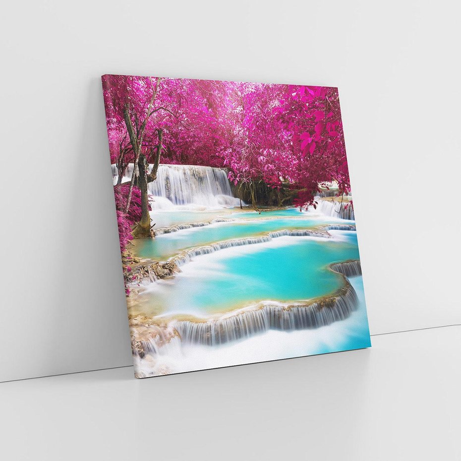 Obraz na płótnie 40x40 - Siła Natury - wodospad, Tajlandia