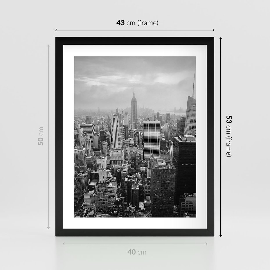 Plakat w ramie 40x50 - Majestatyczne Wysokości - Nowy Jork, wieżowce - rama czarna