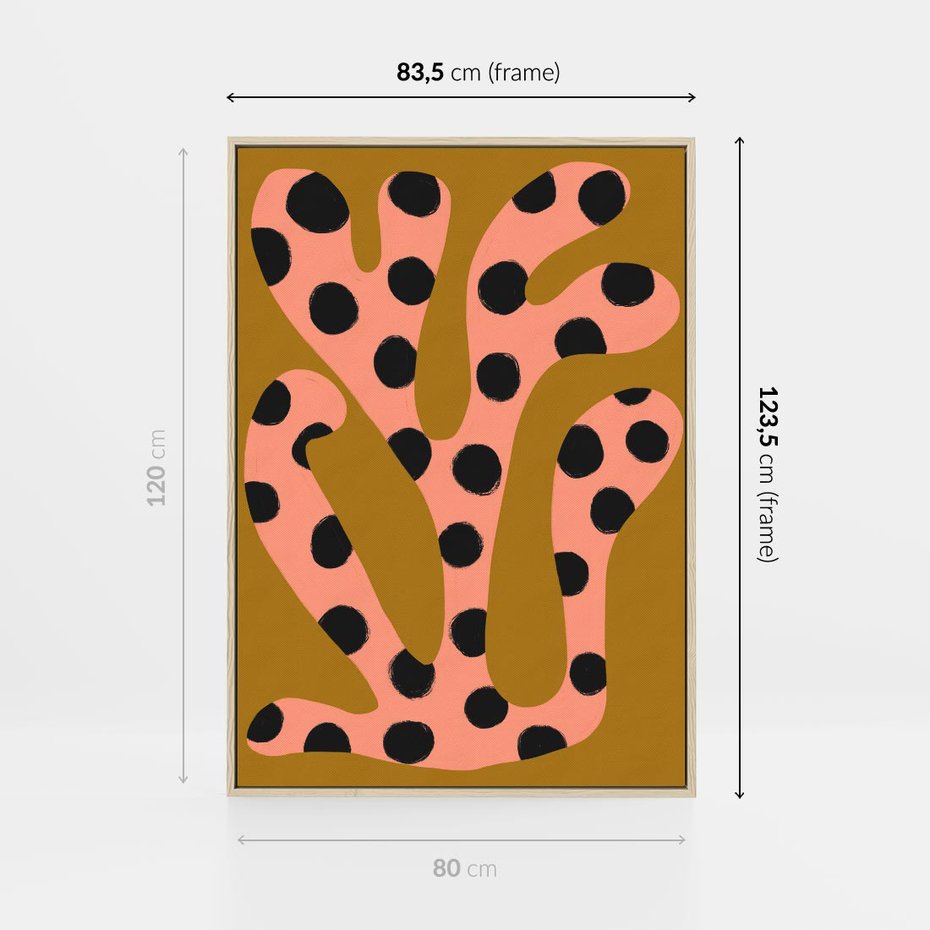 Obraz w ramie 80x120 - Rozkwitająca Wolność Boho - abstrakcyjne boho kształty, dziwne - rama drewno