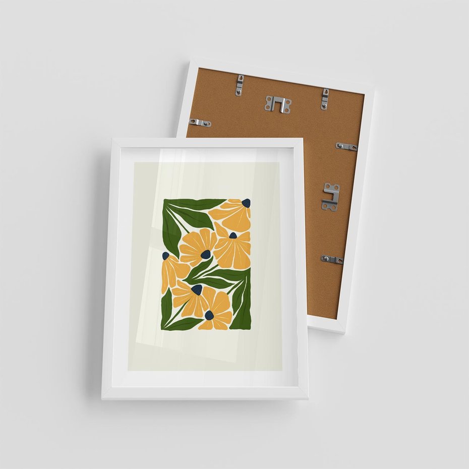 Plakat w ramie 30x40 - Świetliste Kwiaty Natury - kwiaty, nowoczesna grafika - rama biała