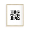 Plakat w ramie 30x40 - Taniec Dziwacznych Kresek - minimalistyczny plakat, czarno biały - rama drewno