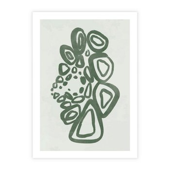 Plakat bez ramy 21x30 - Migotliwe Widzenia Zieleni - zielona abstrakcja, zgaszona zieleń