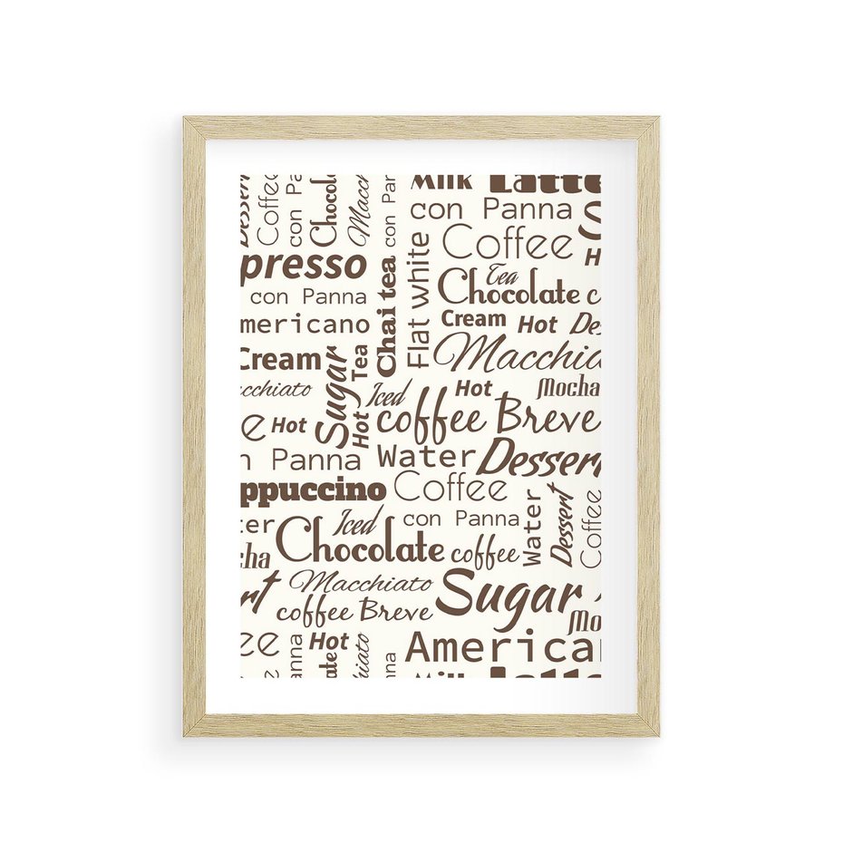 Plakat w ramie 30x40 - Kawa w Stylu Coffee - kawa, coffee - rama drewno
