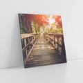 Obraz na płótnie 70x70 - Optyczne wrażenie na drewnianym moście - most, drewniany