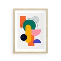 Plakat w ramie 30x40 - Harmonijne Przenikanie Form - nowoczesna sztuka, geometryczna kolorowa grafika - rama drewno