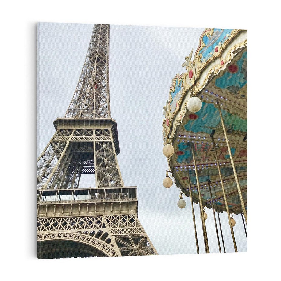 Obraz na płótnie 70x70 - Delikatność kolorów - wieża, Eiffla