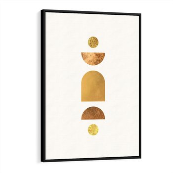 Obraz w ramie 50x70 - Abstrakcyjne Wzory - geometryczne złote kształty, tekstura - rama czarna