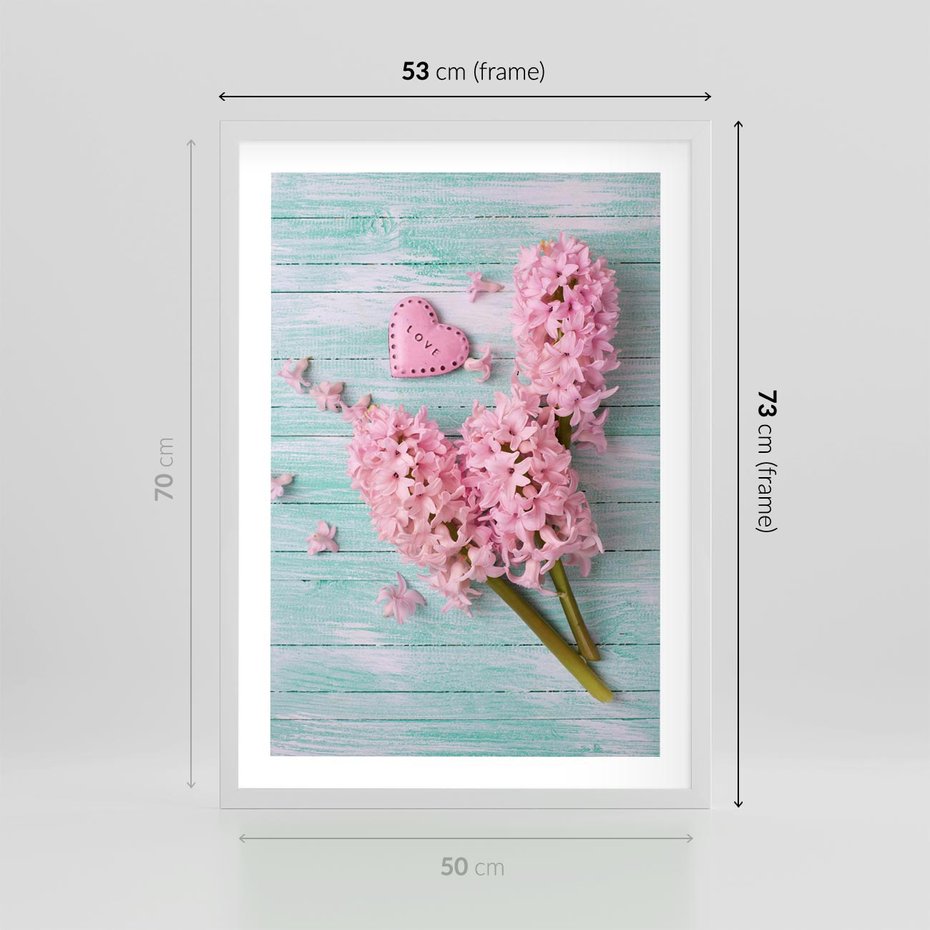 Plakat w ramie 50x70 - Hiacynty w Kwiatowej Kompozycji - hiacynty, kwiaty - rama biała