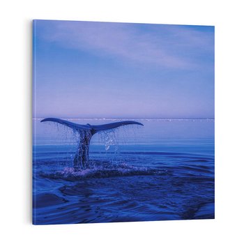 Obraz na płótnie 50x50 - Morze, fale i skały - wieloryb, morze