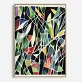 Obraz w ramie 50x70 - Taniec Plam i Kształtów - abstrakcyjny akwarelowy obraz, plamy - rama drewno