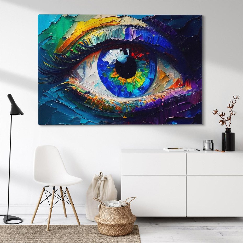 Obraz na płótnie 120x80 - Mistyka Tęczowego Oka - oko, obraz olejny