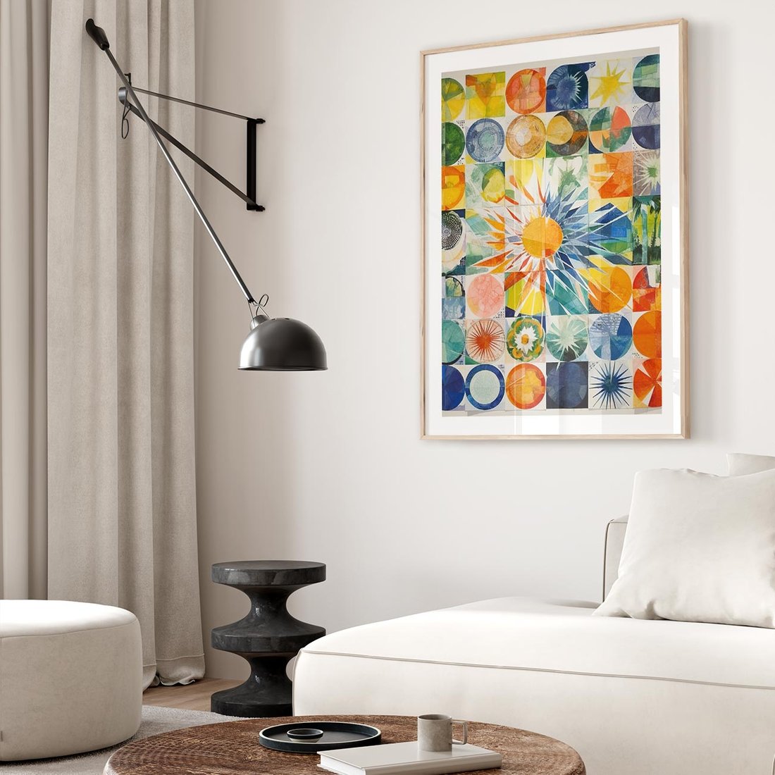 Plakat w ramie 50x70 - Rozkwitające Wzory Abstrakcji - abstrakcyjny obraz, mnogość kolorów - rama drewno