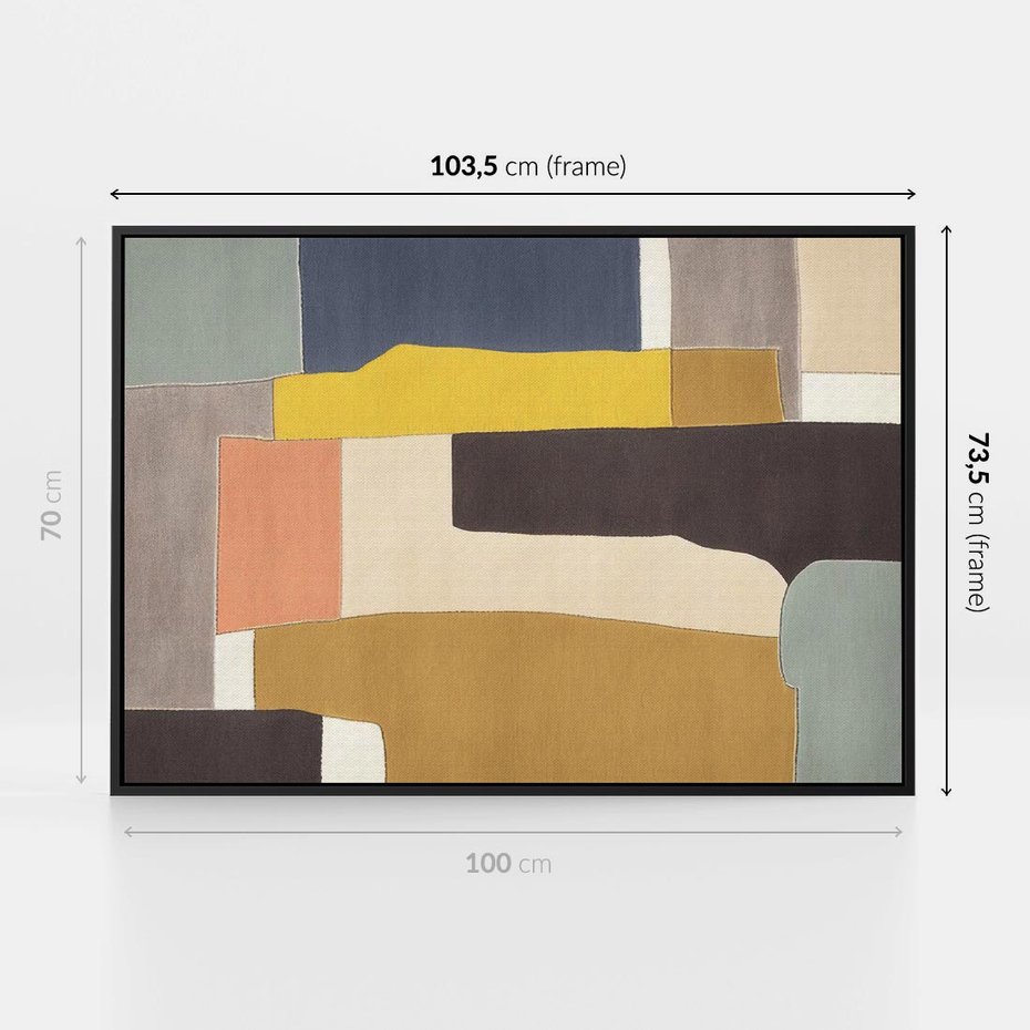 Obraz w ramie 100x70 - Pasy Abstrakcji - kolorowe pasy, plamy koloru - rama czarna