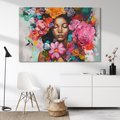 Obraz na płótnie 100x70 - Z Głową w Kwiatach - obraz olejny, sztuka nowoczesna
