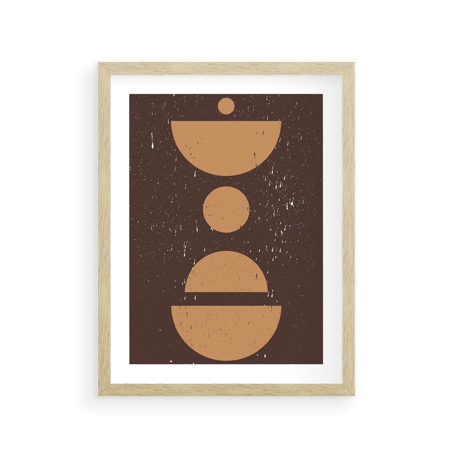 Plakat w ramie 30x40 - Impulsy Przestrzeni - mid century styl, nowoczesna grafika - rama drewno