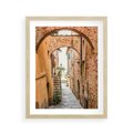Plakat w ramie 40x50 - Magiczna podróż w głąb miasta - uliczka, perspektywa - rama drewno