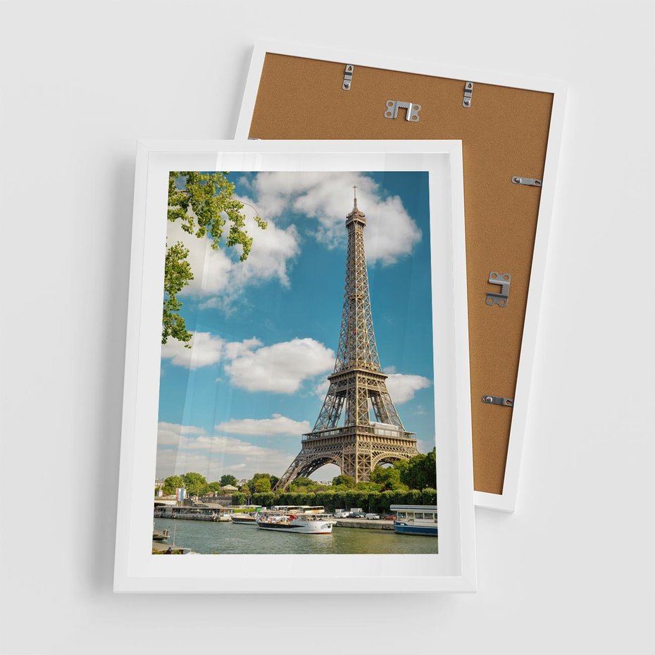 Plakat w ramie 50x70 - Paryż Eiffla - Paryż, Eiffla - rama biała