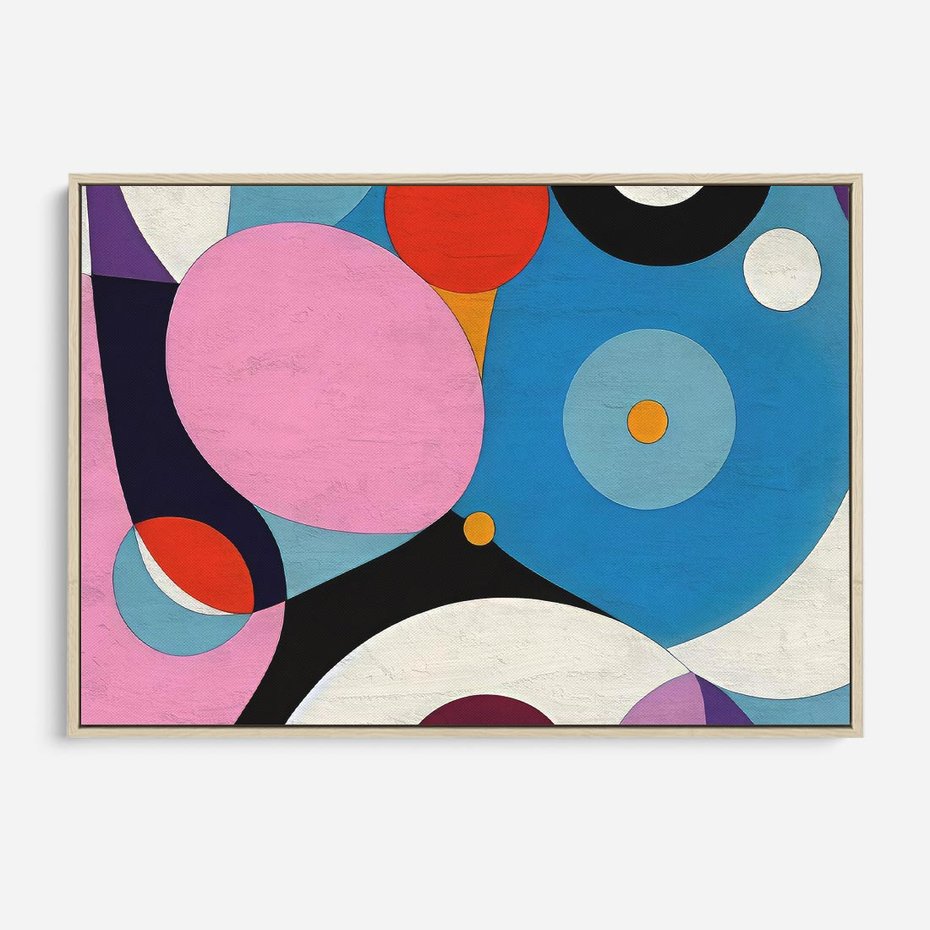 Obraz w ramie 100x70 - Kolorowe Ulotności - abstrakcyjny obraz olejny, żywe kolory - rama drewno