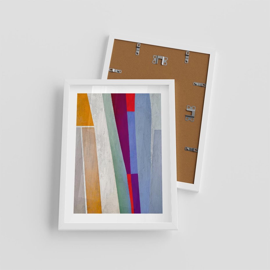 Plakat w ramie 30x40 - Księga Ukrytych Odbić - abstrakcyjne dziwne kształty, olejny obraz - rama biała