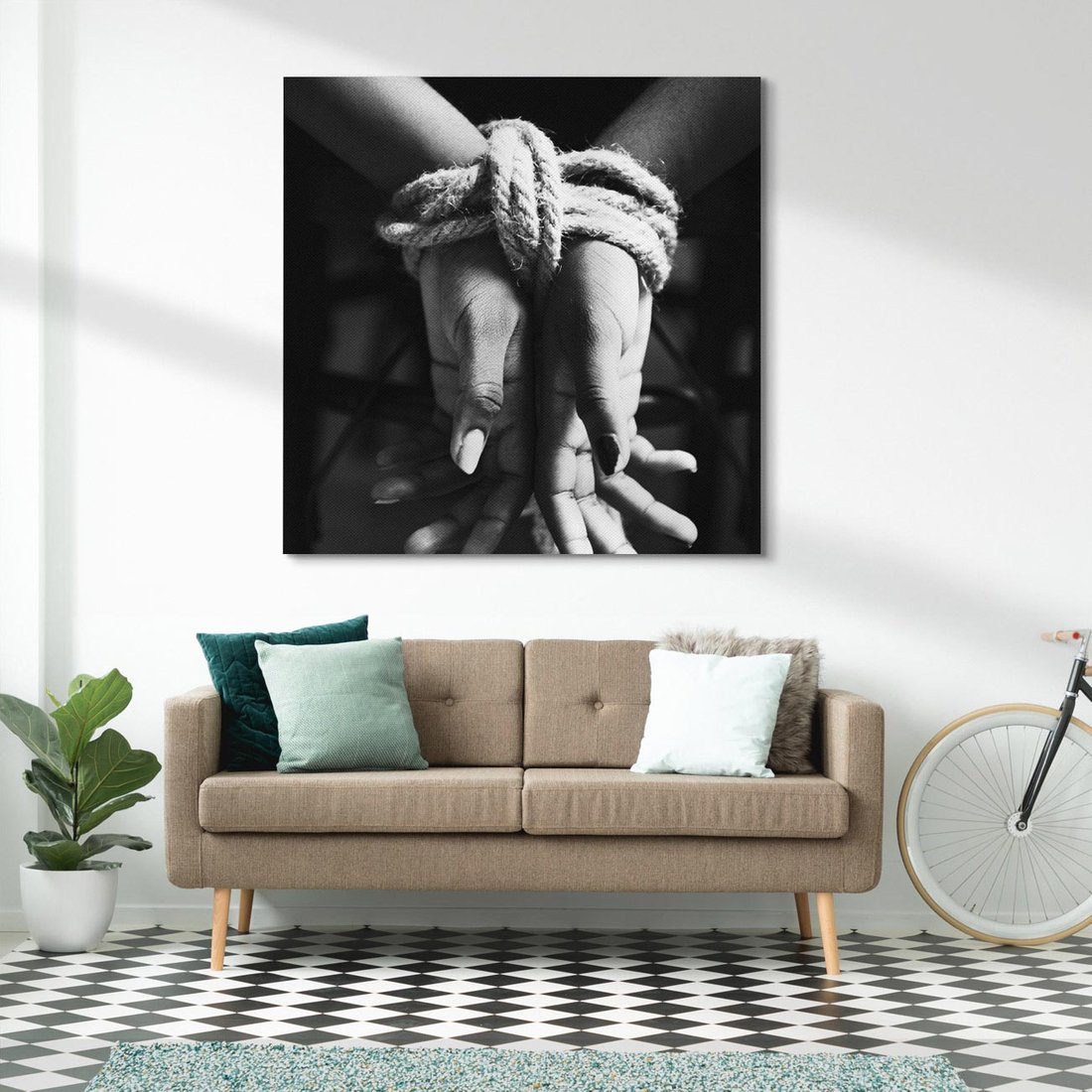 Obraz na płótnie 50x50 - Splątane Uczucia - czarno biała fotografia, artystyczna