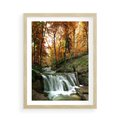 Plakat w ramie 50x70 - Jesienny wodospad w lesie - wodospad, las - rama drewno