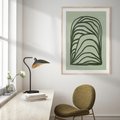 Plakat w ramie 50x70 - Zielonkawy Uścisk Natury - abstrakcyjny zielony motyw, skandynawski design - rama drewno