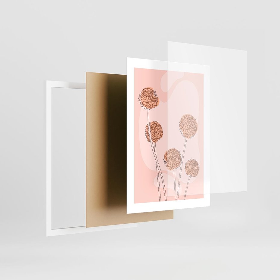 Plakat w ramie 30x40 - Rozkwitające Emocje - minimalistyczny plakat, pudrowe kwiaty - rama biała