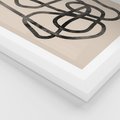 Plakat w ramie 50x70 - Przenikanie Wirtualnych Wymiarów - zaplątane minimalistyczne linie, na bezowym tle - rama biała
