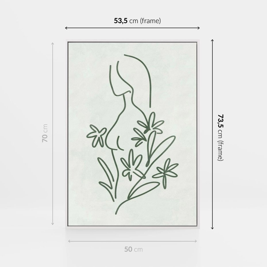 Obraz w ramie 50x70 - Odbicia Zielonego Raju - zielony odcień, abstrakcja - rama biała