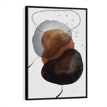 Obraz w ramie 50x70 - Kolorowe Wizje - abstrakcyjne plamy akwarelowe, czarny szkic - rama czarna