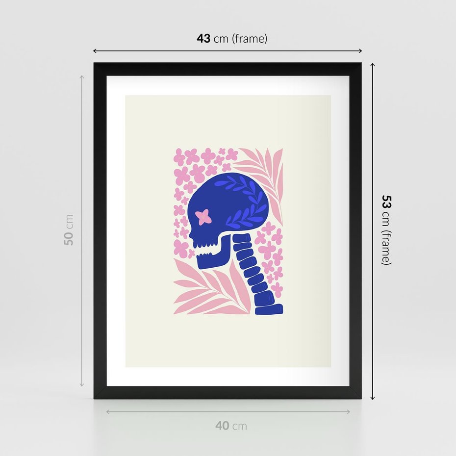 Plakat w ramie 40x50 - Żart z Czaszką - abstrakcja, sztuka nowoczesna - rama czarna