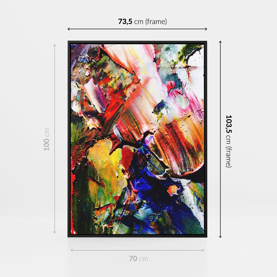 Obraz w ramie 70x100 - Szalejące ognie kolorów - abstrakcja, farby olejne - rama czarna