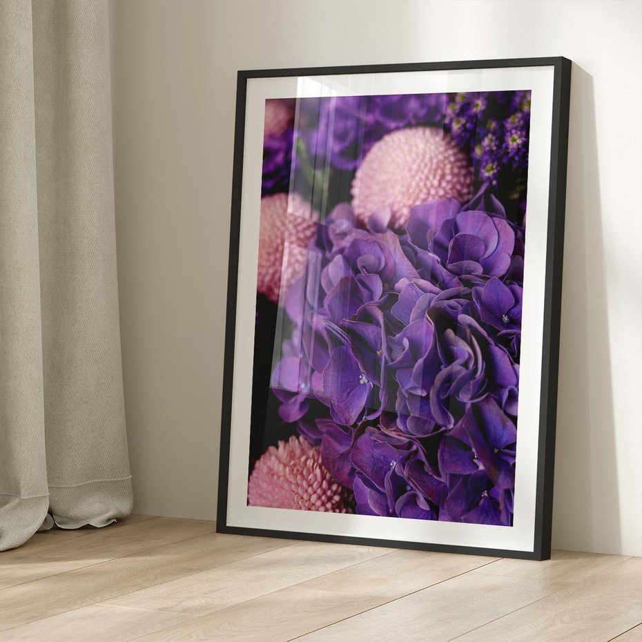 Plakat bez ramy 30x40 - Fioletowa hortensja - kwiaty, hortensja