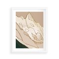 Plakat w ramie 40x50 - Góry w Złocie i Minimalizmie - grafika, złote góry - rama biała