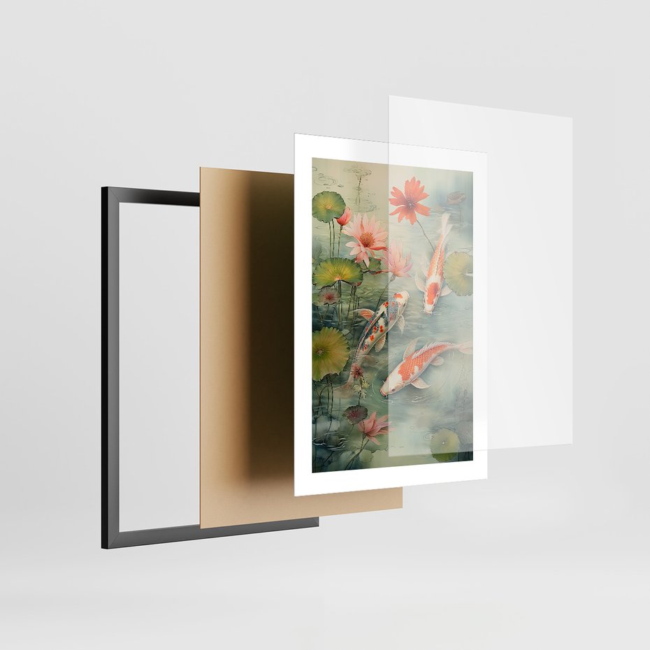 Zestaw obrazy w ramie 40x50 galeria - japonia, orient, kwiaty, japandi - rama czarna