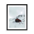 Plakat w ramie 40x50 - Zimowa Magia - domek, śnieg - rama czarna