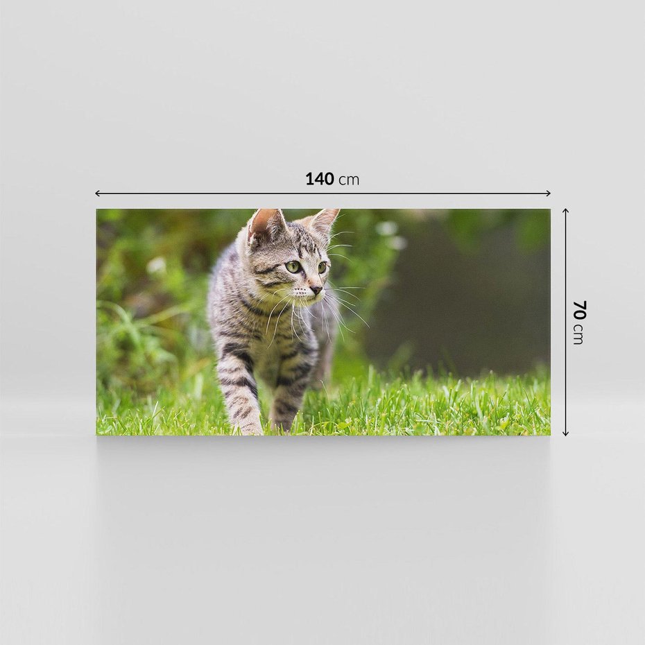 Obraz na płótnie 140x70 - Kocie polowanie w ogrodzie - kot, polowanie