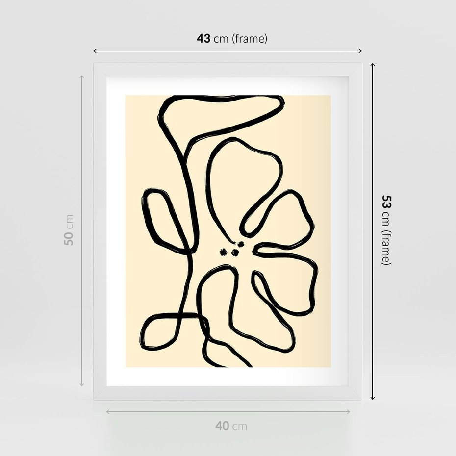 Plakat w ramie 40x50 - Zaklęte Aberracje - abstrakcyjna sztuka, przypominająca kwiat - rama biała