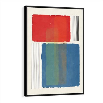 Obraz w ramie 70x100 - Kolorowe Spektrum - kolorowa geometria, prostokąty w intensywnych kształtach i czarne kreski - rama czarna