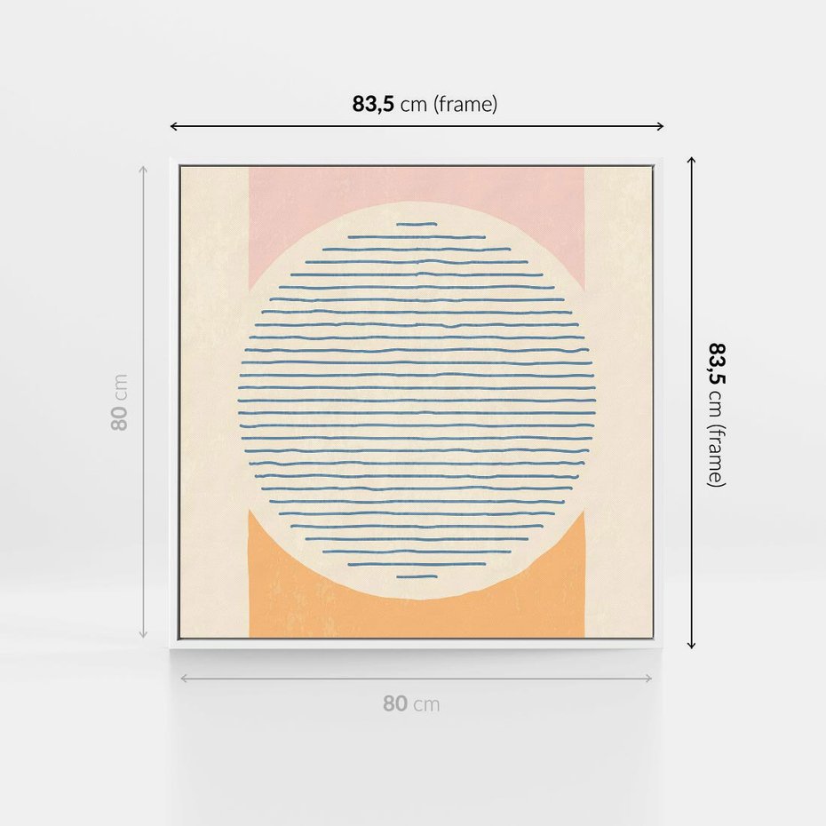 Obraz w ramie 80x80 - Rozbijająca Opowieść - geometryczne kształty, koła - rama biała