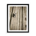Plakat w ramie 50x70 - Sepia na Polu - kombajn, pole - rama czarna