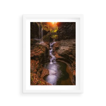 Plakat w ramie 40x50 - Barwna Harmonia - strumień, las - rama biała