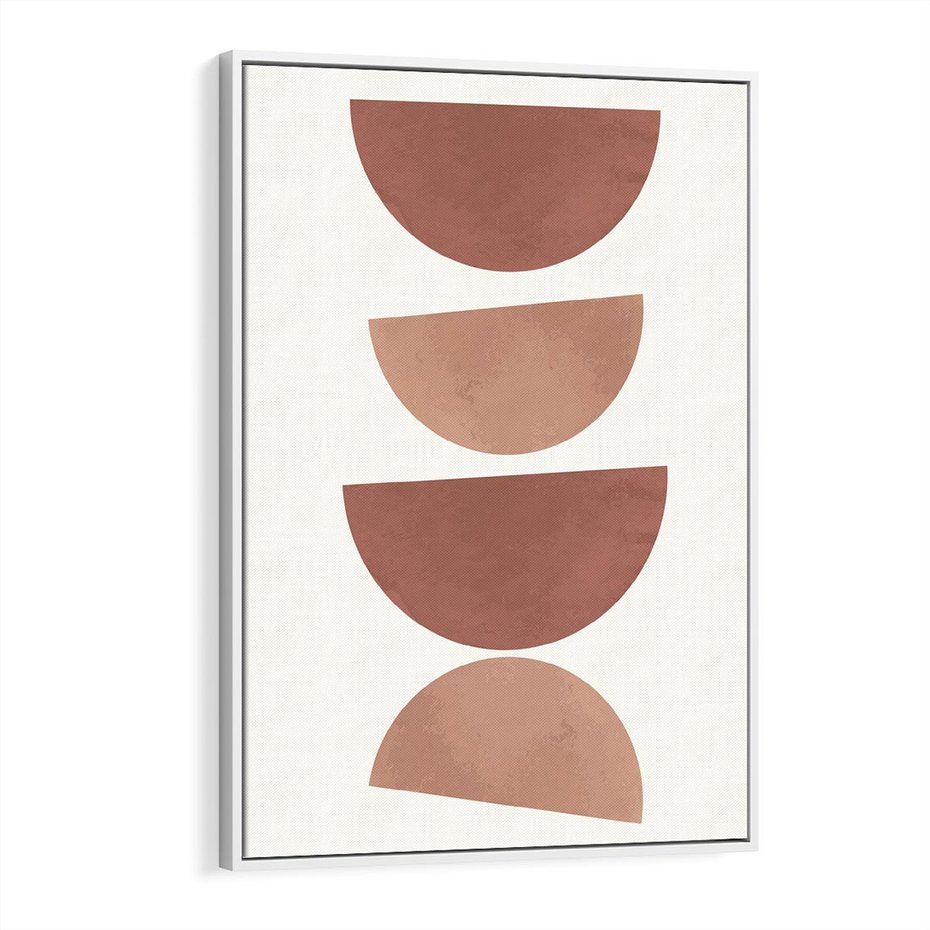 Obraz w ramie 70x100 - Abstrakcyjne Widzenia - abstrakcyjne geometryczne kształty, odcienie brązu i beżu - rama biała