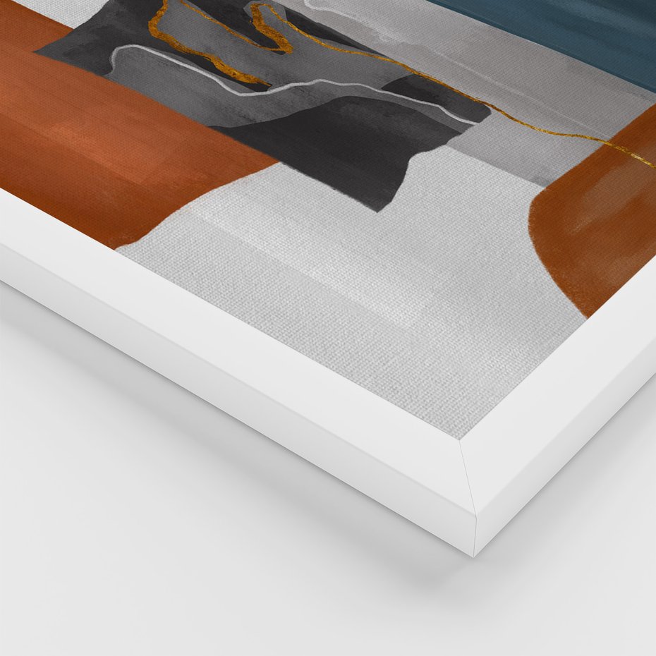 Zestaw obrazy w ramie 40x50 galeria - Abstrakcja, złoto, nowoczesny - rama biała